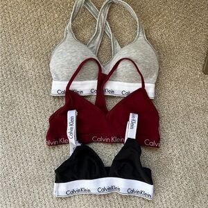 Calvin Klein Women's Bra Trio - Gray, Red, Black